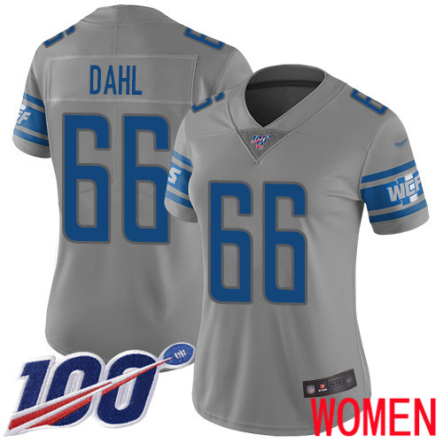 Detroit Lions Limited Gray Women Joe Dahl Jersey NFL Football #66 100th Season Inverted Legend
